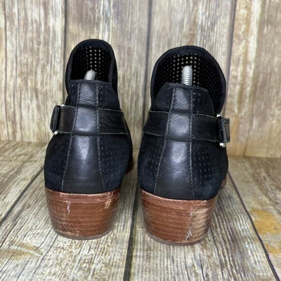 Sam Edelman Black Suede Distressed Block Heel Boho Ankle Bootie Womens Sz 11 - Picture 3 of 9